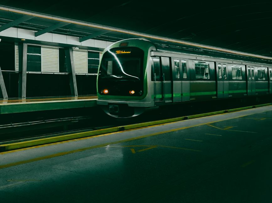 Metro rail train at a station platform